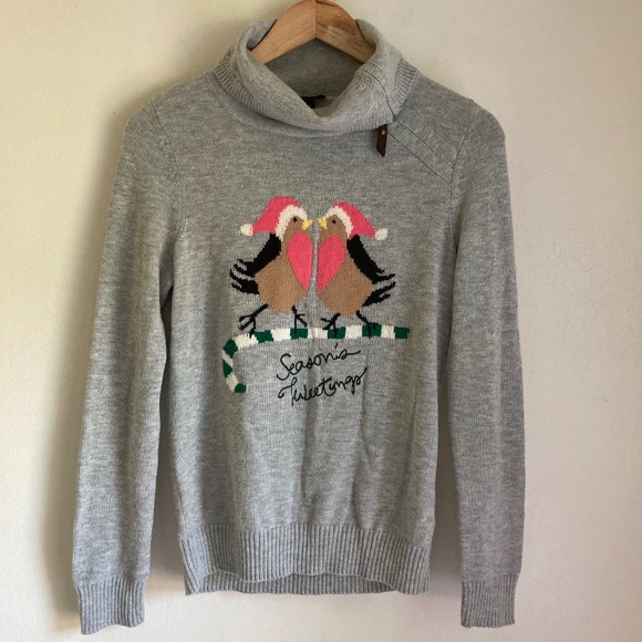 Talbots women’s lambs wool blend sweater with bird pattern - Picture 1 of 7
